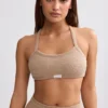 Bralette met ronde hals van badstof in mokkabruin