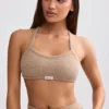 Bralette met ronde hals van badstof in mokkabruin