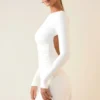 Brenna Modal gerimpelde mini-jurk met open rug in wit