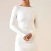 Brenna Modal gerimpelde mini-jurk met open rug in wit