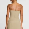 Bruna geweven twill wikkeljurk met plooien in taupe