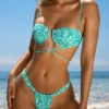 Corsica beugel-bikinitop met meerdere bandjes in blauwe print