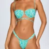 Corsica beugel-bikinitop met meerdere bandjes in blauwe print