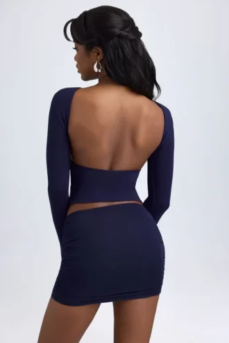 Cali Modal gerimpelde mini-rok met middelhoge taille in True Navy