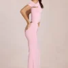 Calisse asymmetrische maxi-jurk met drapering in Blossom Pink