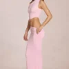 Calisse asymmetrische maxi-jurk met drapering in Blossom Pink
