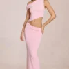 Calisse asymmetrische maxi-jurk met drapering in Blossom Pink