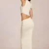 Calisse asymmetrische maxi-jurk met drapering in ivoor