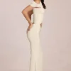 Calisse asymmetrische maxi-jurk met drapering in ivoor