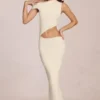 Calisse asymmetrische maxi-jurk met drapering in ivoor