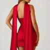 Camila strapless A-lijn minijurk met sjaaldetail in scharlakenrood
