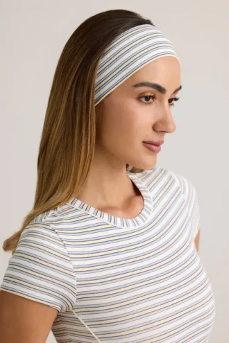 Candy Modal geribbelde hoofdband in blauw-gele strepen