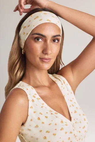Candy Modal geribbelde hoofdband met bloemenprint