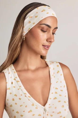 Candy Modal geribbelde hoofdband met bloemenprint