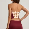 Carola satijnen minirok met strikdetail en lage taille in wijnrood