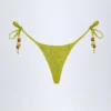 Cebu stringbikini met charm-detail in olijfgroen