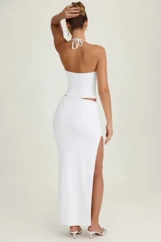 Cedara gerimpelde maxi-rok in wit