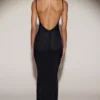 Celandine doorschijnende maxi-jurk met versieringen en open rug in zwart