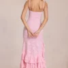 Celira Lace Ruffle Maxijurk in Blossom Pink