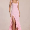 Celira Lace Ruffle Maxijurk in Blossom Pink