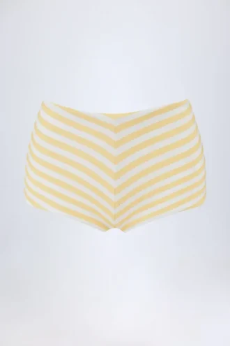 Cerreto hotpants met middelhoge taille in citroengeel gestreept