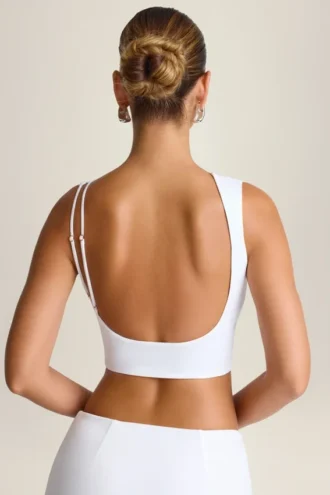 Ceylon gedrapeerde tanktop met open rug in wit