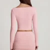 Charliane Modal-top met boothals en lange mouwen in roze