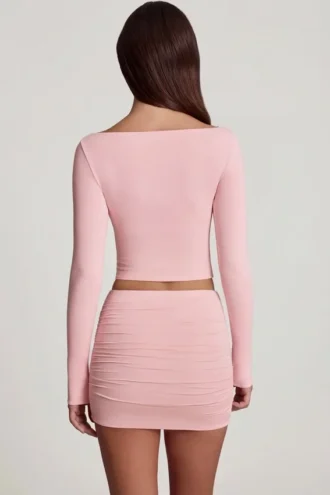 Cali Modal gerimpelde mini-rok met middelhoge taille in roze