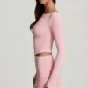 Charliane Modal-top met boothals en lange mouwen in roze