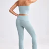 Chunky gebreide broek met omgeslagen pijpen en uitlopende pijpen in Dusty Teal