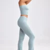 Chunky gebreide broek met omgeslagen pijpen en uitlopende pijpen in Dusty Teal