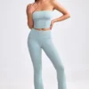 Chunky gebreide broek met omgeslagen pijpen en uitlopende pijpen in Dusty Teal