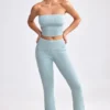 Chunky gebreide broek met omgeslagen pijpen en uitlopende pijpen in Dusty Teal