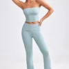 Chunky gebreide broek met omgeslagen pijpen en uitlopende pijpen in Dusty Teal