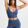 Chunky gebreide tanktop in gewassen marineblauw