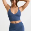 Chunky gebreide tanktop in gewassen marineblauw