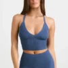 Chunky gebreide tanktop in gewassen marineblauw