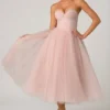 Cindy Tulle Corset Midaxi-jurk in Dusty Rose