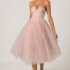 Cindy Tulle Corset Midaxi-jurk in Dusty Rose
