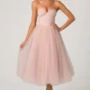 Cindy Tulle Corset Midaxi-jurk in Dusty Rose