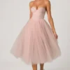 Cindy Tulle Corset Midaxi-jurk in Dusty Rose