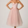 Cindy Tulle Corset Midaxi-jurk in Dusty Rose