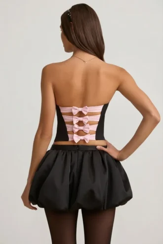 Clemmy Bubble Hem Mid-Rise Mini-rok in zwart