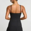 Clover geborstelde twill mini-kiltjurk met lage taille in zwart