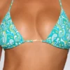 Comino driehoekige bikinitop in blauw met multi-print