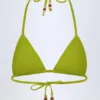 Comoros driehoekige bikinitop met charm-detail in olijfgroen