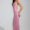 Constance maxi-jurk met versierde col in roze