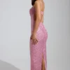 Constance maxi-jurk met versierde col in roze