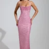 Constance maxi-jurk met versierde col in roze
