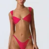 Coquina-bikini-top met versieringen in frambozenroze